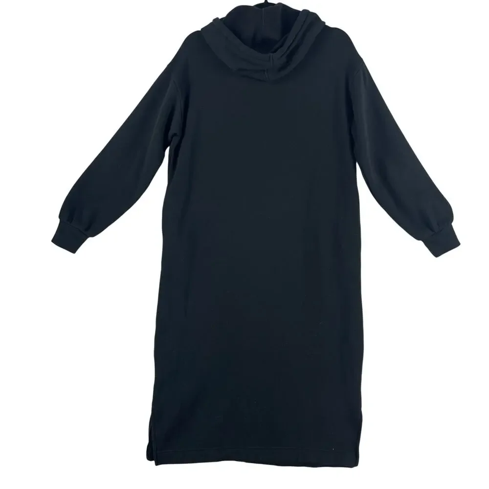 Madewell MWL Betterterry Hoodie Sweatshirt Dress SZ S Black Midi Pockets NB239 - Picture 4 of 10